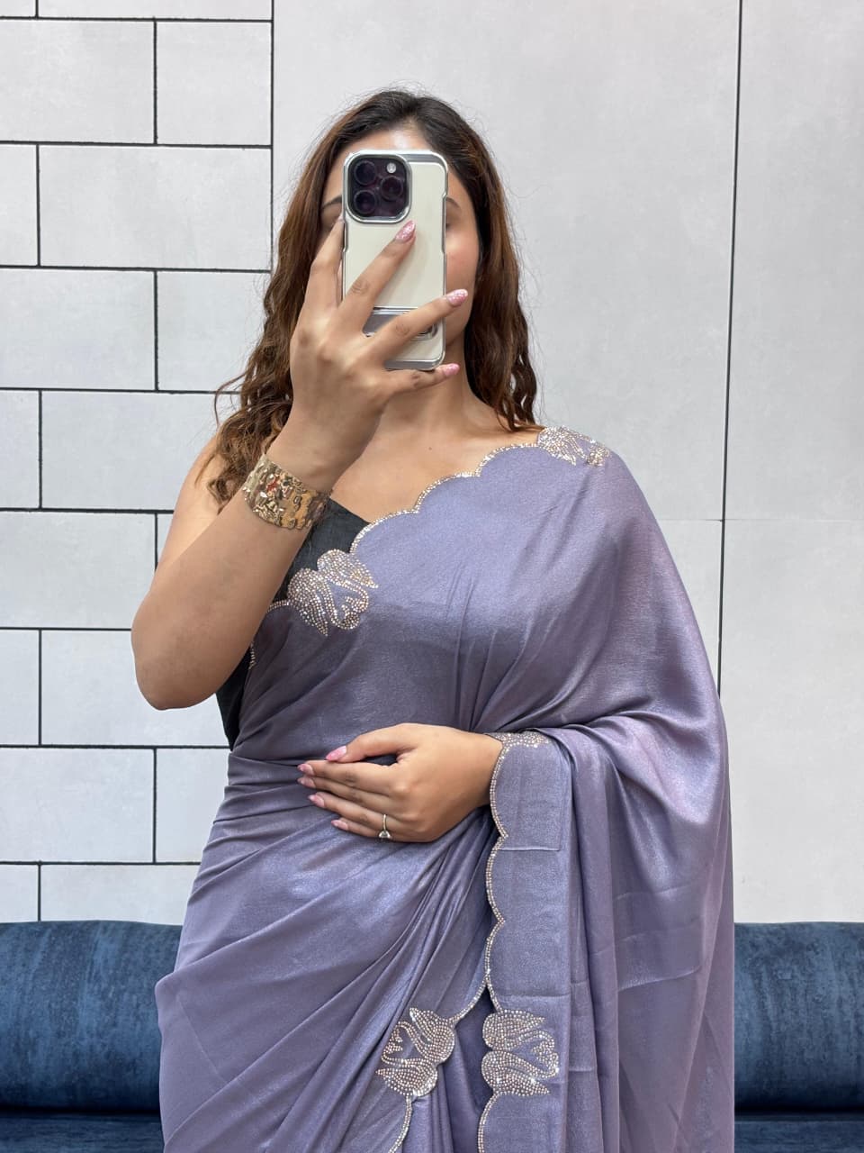 Maverick Fusion Swan Diamond Work Cut Work Saree